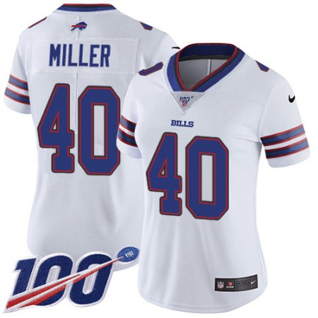 Nike Bills #40 Von Miller White Women's Stitched NFL 100th Season Vapor Untouchable Limited Jersey