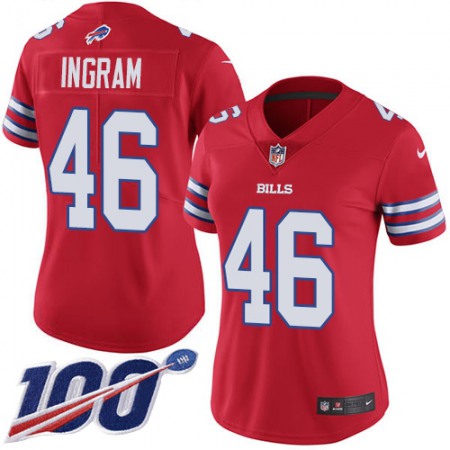 Nike Bills #46 Ja'Marcus Ingram Red Women's Stitched NFL Limited Rush 100th Season Jersey