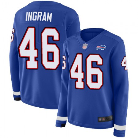 Nike Bills #46 Ja'Marcus Ingram Royal Blue Team Color Women's Stitched NFL Limited Therma Long Sleeve Jersey