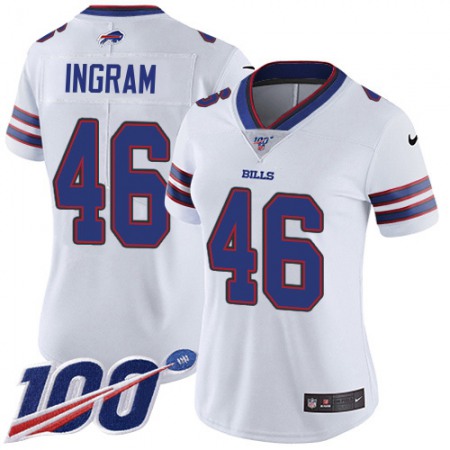 Nike Bills #46 Ja'Marcus Ingram White Women's Stitched NFL 100th Season Vapor Untouchable Limited Jersey