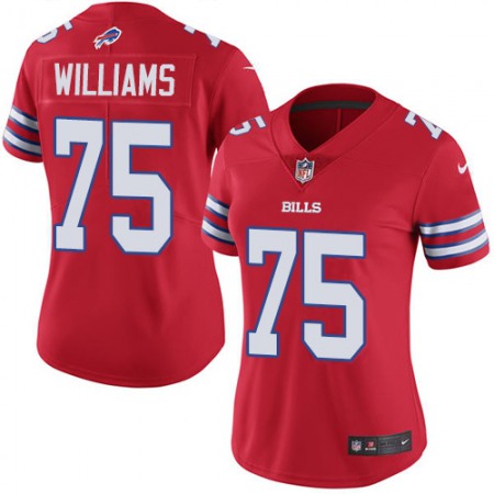 Nike Bills #75 Daryl Williams Red Women's Stitched NFL Limited Rush Jersey