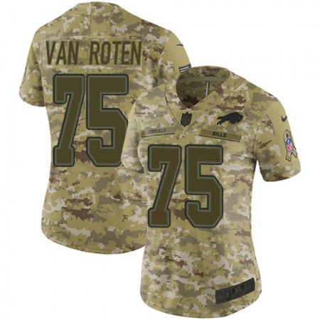 Nike Bills #75 Greg Van Roten Camo Women's Stitched NFL Limited 2018 Salute to Service Jersey