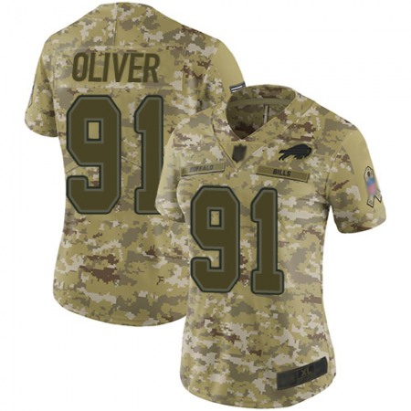 Nike Bills #91 Ed Oliver Camo Women's Stitched NFL Limited 2018 Salute to Service Jersey