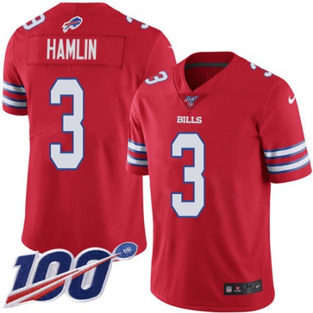 Nike Bills #3 Damar Hamlin Red Youth Stitched NFL Limited Rush 100th Season Jersey