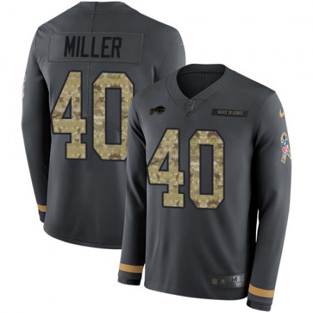 Nike Bills #40 Von Miller Anthracite Salute to Service Youth Stitched NFL Limited Therma Long Sleeve Jersey