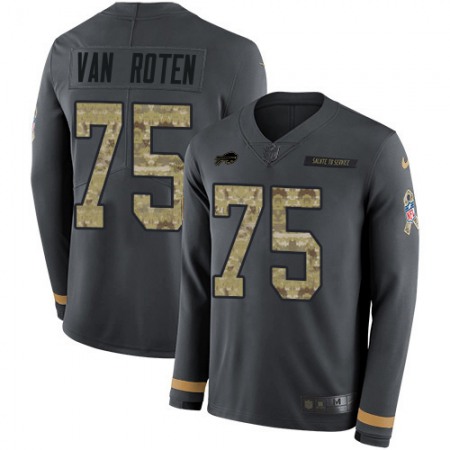 Nike Bills #75 Greg Van Roten Anthracite Salute to Service Youth Stitched NFL Limited Therma Long Sleeve Jersey