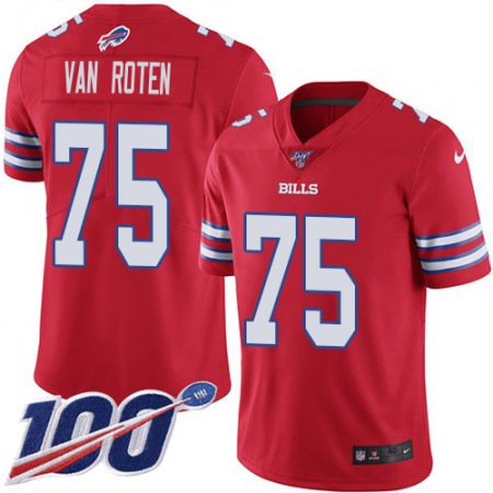 Nike Bills #75 Greg Van Roten Red Youth Stitched NFL Limited Rush 100th Season Jersey