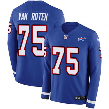 Nike Bills #75 Greg Van Roten Royal Blue Team Color Youth Stitched NFL Limited Therma Long Sleeve Jersey