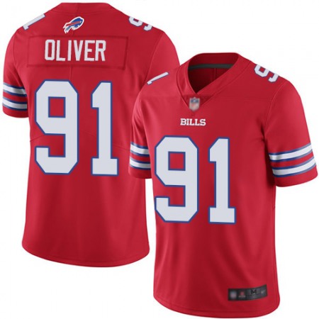 Nike Bills #91 Ed Oliver Red Youth Stitched NFL Limited Rush Jersey