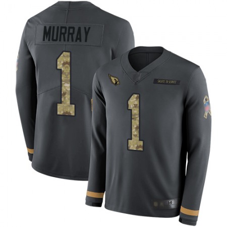 Nike Cardinals #1 Kyler Murray Anthracite Salute to Service Youth Stitched NFL Limited Therma Long Sleeve Jersey