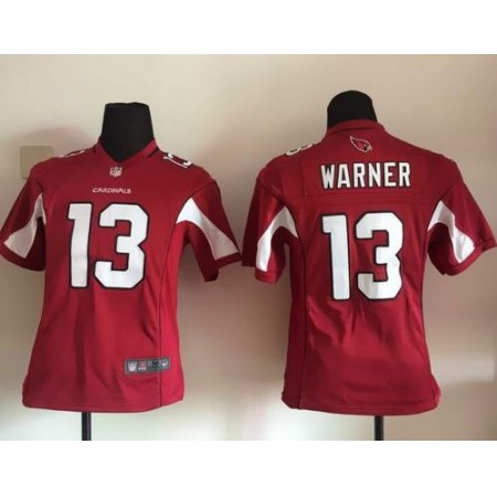 Nike Cardinals #13 Kurt Warner Red Team Color Youth Stitched NFL Elite Jersey