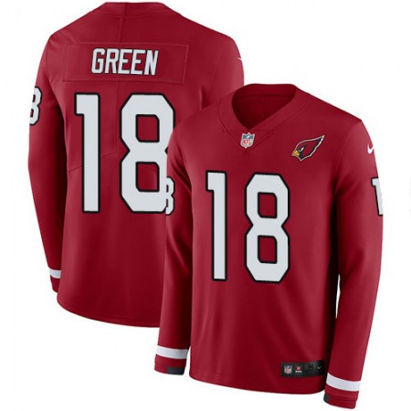 Nike Cardinals #18 A.J. Green Red Team Color Youth Stitched NFL Limited Therma Long Sleeve Jersey