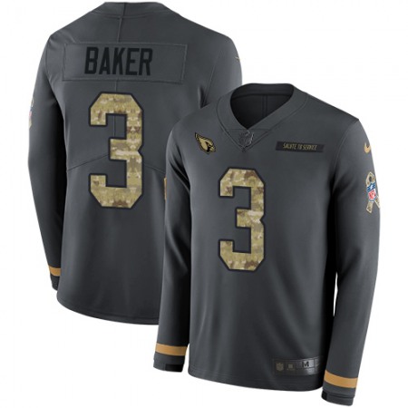 Nike Cardinals #3 Budda Baker Anthracite Salute to Service Youth Stitched NFL Limited Therma Long Sleeve Jersey