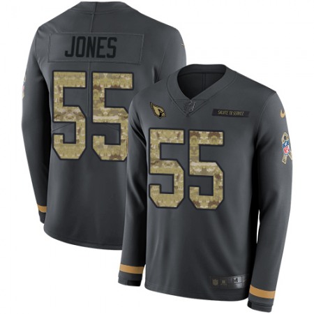 Nike Cardinals #55 Chandler Jones Anthracite Salute to Service Youth Stitched NFL Limited Therma Long Sleeve Jersey