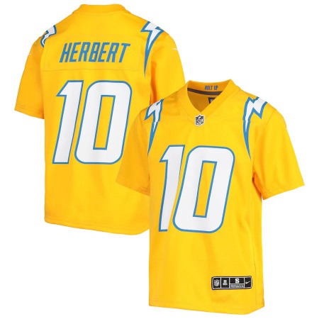 Los Angeles Chargers #10 Justin Herbert Nike Youth Gold Inverted Team Game Jersey