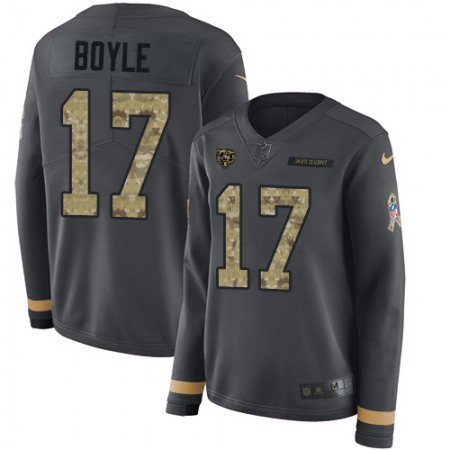 Nike Bears #17 Tim Boyle Anthracite Salute to Service Women's Stitched NFL Limited Therma Long Sleeve Jersey