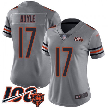 Nike Bears #17 Tim Boyle Silver Women's Stitched NFL Limited Inverted Legend 100th Season Jersey