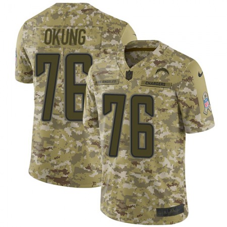Nike Chargers #76 Russell Okung Camo Youth Stitched NFL Limited 2018 Salute to Service Jersey