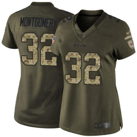 Nike Bears #32 David Montgomery Green Women's Stitched NFL Limited 2015 Salute to Service Jersey