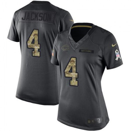 Nike Bears #4 Eddie Jackson Black Women's Stitched NFL Limited 2016 Salute to Service Jersey
