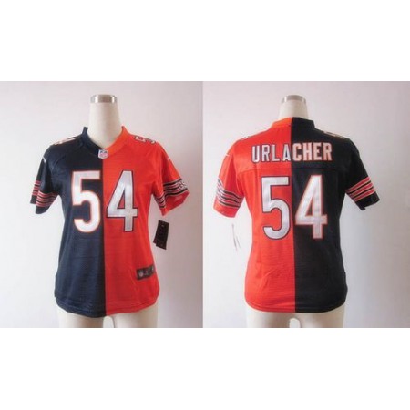 Nike Bears #54 Brian Urlacher Navy Blue/Orange Women's Stitched NFL Elite Split Jersey