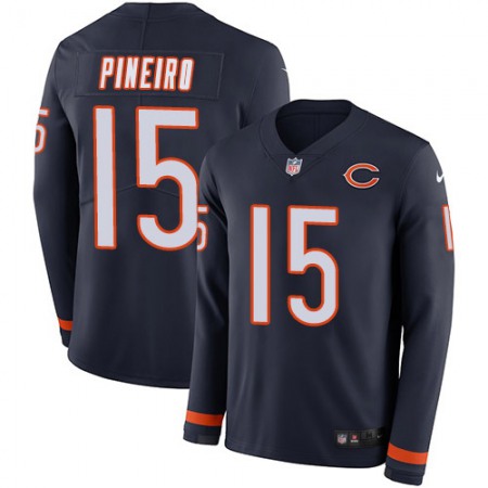 Nike Bears #15 Eddy Pineiro Navy Blue Team Color Youth Stitched NFL Limited Therma Long Sleeve Jersey