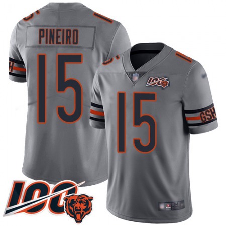 Nike Bears #15 Eddy Pineiro Silver Youth Stitched NFL Limited Inverted Legend 100th Season Jersey