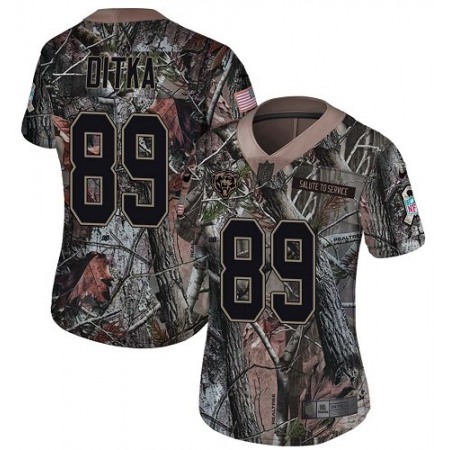 Nike Bears #89 Mike Ditka Camo Women's Stitched NFL Limited Rush Realtree Jersey