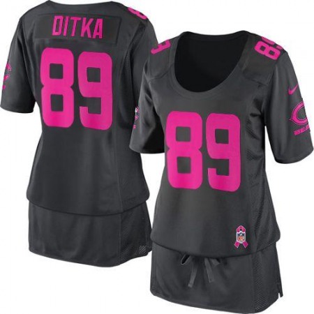 Nike Bears #89 Mike Ditka Dark Grey Women's Breast Cancer Awareness Stitched NFL Elite Jersey