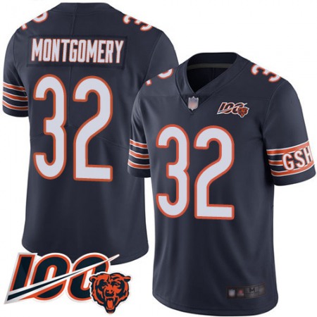 Nike Bears #32 David Montgomery Navy Blue Team Color Youth Stitched NFL 100th Season Vapor Limited Jersey