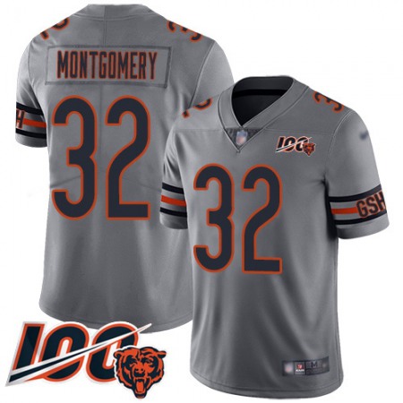 Nike Bears #32 David Montgomery Silver Youth Stitched NFL Limited Inverted Legend 100th Season Jersey