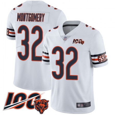 Nike Bears #32 David Montgomery White Youth Stitched NFL 100th Season Vapor Limited Jersey