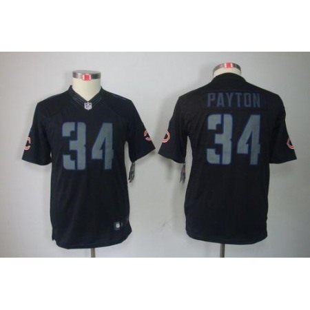Nike Bears #34 Walter Payton Black Impact Youth Stitched NFL Limited Jersey