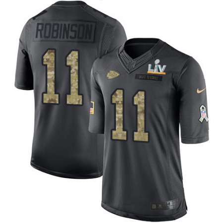 Nike Chiefs #11 Demarcus Robinson Black Youth Super Bowl LV Bound Stitched NFL Limited 2016 Salute to Service Jersey
