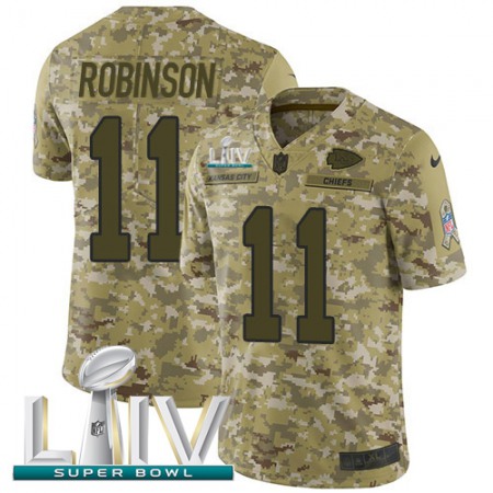 Nike Chiefs #11 Demarcus Robinson Camo Super Bowl LIV 2020 Youth Stitched NFL Limited 2018 Salute To Service Jersey