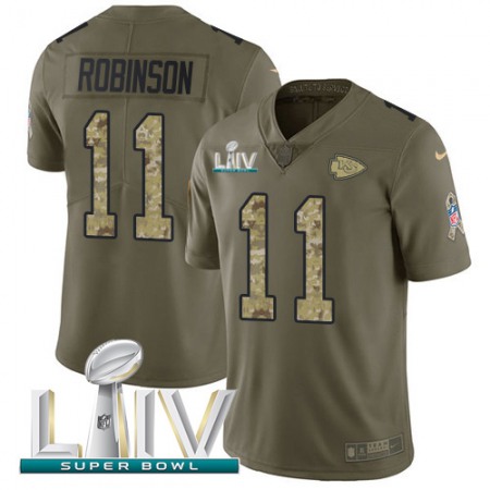 Nike Chiefs #11 Demarcus Robinson Olive/Camo Super Bowl LIV 2020 Youth Stitched NFL Limited 2017 Salute To Service Jersey