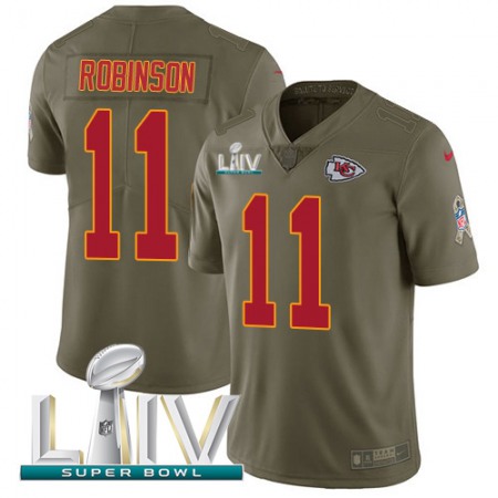 Nike Chiefs #11 Demarcus Robinson Olive Super Bowl LIV 2020 Youth Stitched NFL Limited 2017 Salute To Service Jersey