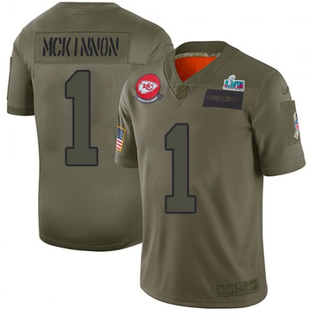 Nike Chiefs #1 Jerick McKinnon Camo Super Bowl LVII Patch Youth Stitched NFL Limited 2019 Salute To Service Jersey
