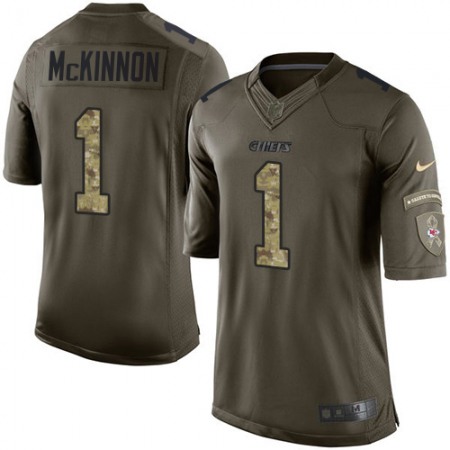 Nike Chiefs #1 Jerick McKinnon Green Youth Stitched NFL Limited 2015 Salute to Service Jersey