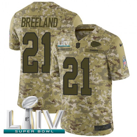 Nike Chiefs #21 Bashaud Breeland Camo Super Bowl LIV 2020 Youth Stitched NFL Limited 2018 Salute To Service Jersey