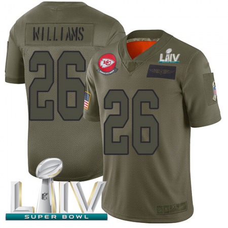 Nike Chiefs #26 Damien Williams Camo Super Bowl LIV 2020 Youth Stitched NFL Limited 2019 Salute To Service Jersey