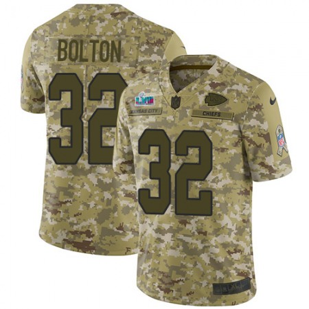 Nike Chiefs #32 Nick Bolton Camo Super Bowl LVII Patch Youth Stitched NFL Limited 2018 Salute To Service Jersey