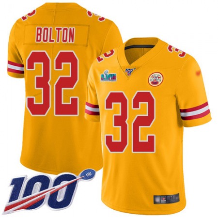 Nike Chiefs #32 Nick Bolton Gold Super Bowl LVII Patch Youth Stitched NFL Limited Inverted Legend 100th Season Jersey