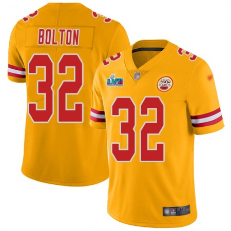 Nike Chiefs #32 Nick Bolton Gold Super Bowl LVII Patch Youth Stitched NFL Limited Inverted Legend Jersey