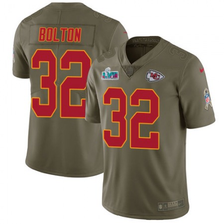 Nike Chiefs #32 Nick Bolton Olive Super Bowl LVII Patch Youth Stitched NFL Limited 2017 Salute to Service Jersey