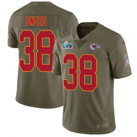 Nike Chiefs #38 L'Jarius Sneed Olive Super Bowl LVII Patch Youth Stitched NFL Limited 2017 Salute to Service Jersey