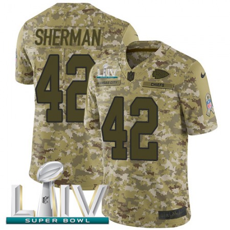 Nike Chiefs #42 Anthony Sherman Camo Super Bowl LIV 2020 Youth Stitched NFL Limited 2018 Salute To Service Jersey