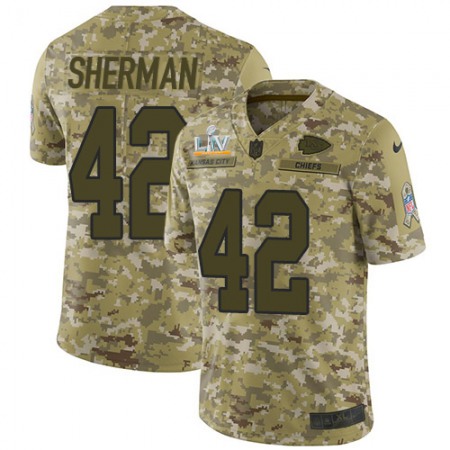 Nike Chiefs #42 Anthony Sherman Camo Youth Super Bowl LV Bound Stitched NFL Limited 2018 Salute To Service Jersey