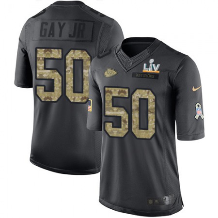 Nike Chiefs #50 Willie Gay Jr. Black Youth Super Bowl LV Bound Stitched NFL Limited 2016 Salute to Service Jersey