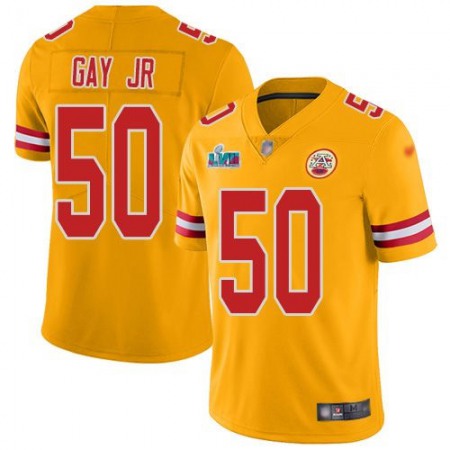 Nike Chiefs #50 Willie Gay Jr. Gold Super Bowl LVII Patch Youth Stitched NFL Limited Inverted Legend Jersey